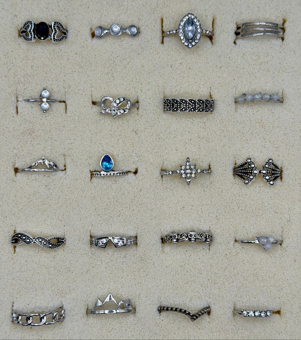 Silver Stacker Rings Lot - 20 pcs Boho Minimalist
